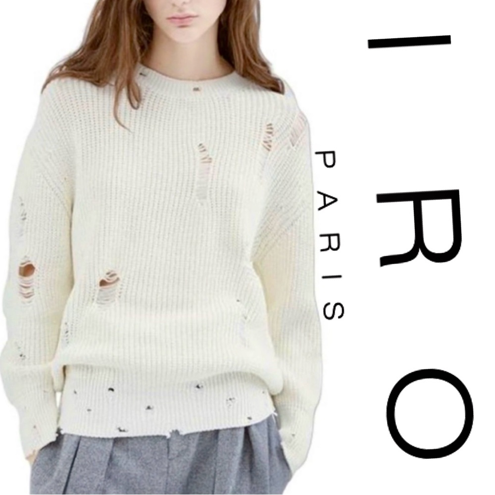 NWT - IRO Distressed Crewneck Rib Knit Sweater